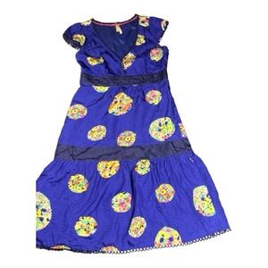 Maeve Size 6 Blue  Lighthouse 100% Silk Tiered Dress